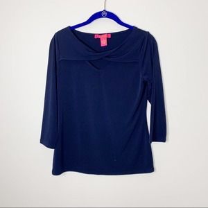 Catherine maladrino navy blue cut out quarter sleeve top size small